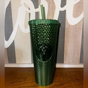 NEW Starbucks Metallic Green Studded Tumbler